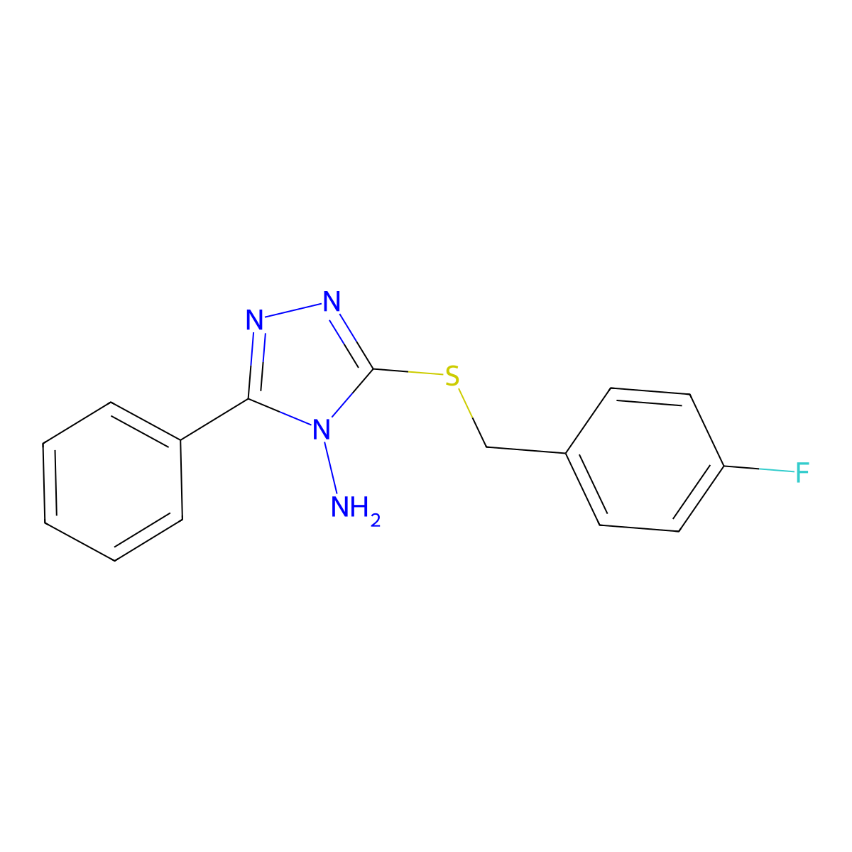 3-[(4-Fluorophenyl)methylthio]-5-phenyl-1,2,4-triazole-4-ylamine molecular structure, CAS 675845-13-3