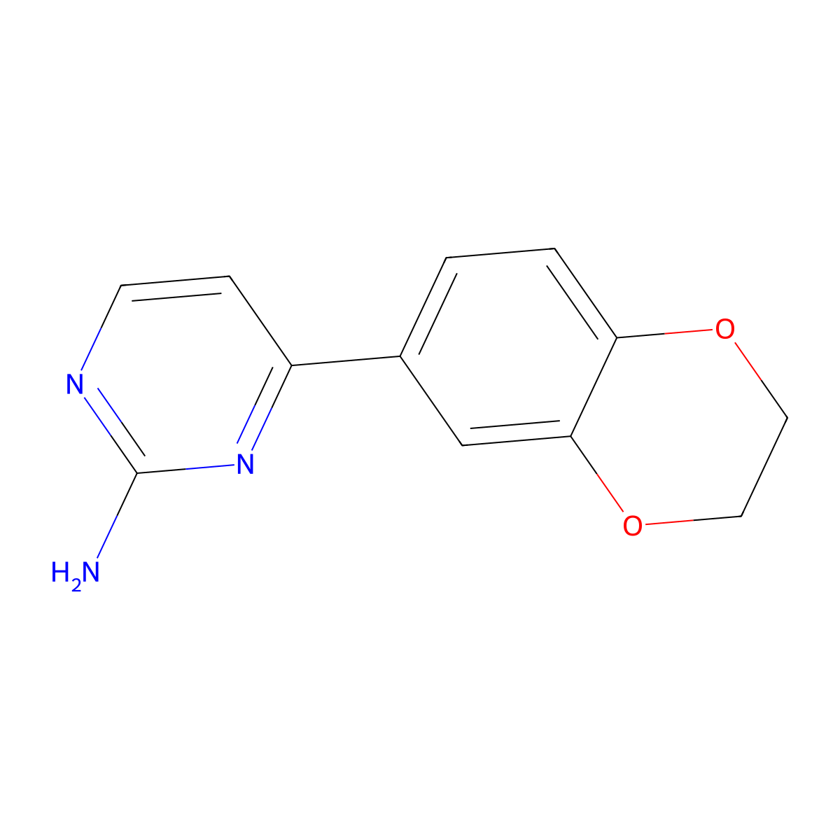 4-(2,3-Dihydro-1,4-benzodioxin-6-yl)pyrimidin-2-amine molecular structure, CAS 675854-29-2
