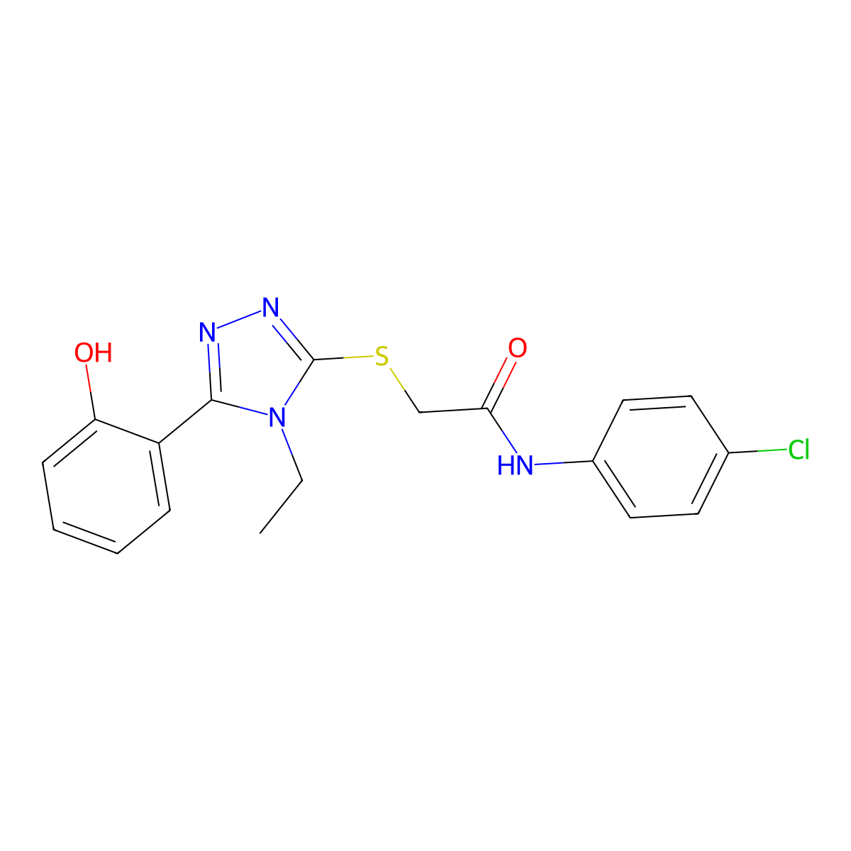 N-(4-chlorophenyl)-2-{[4-ethyl-5-(2-hydroxyphenyl)-4H-1,2,4-triazol-3-yl]sulfanyl}acetamide molecular structure, CAS 675855-83-1