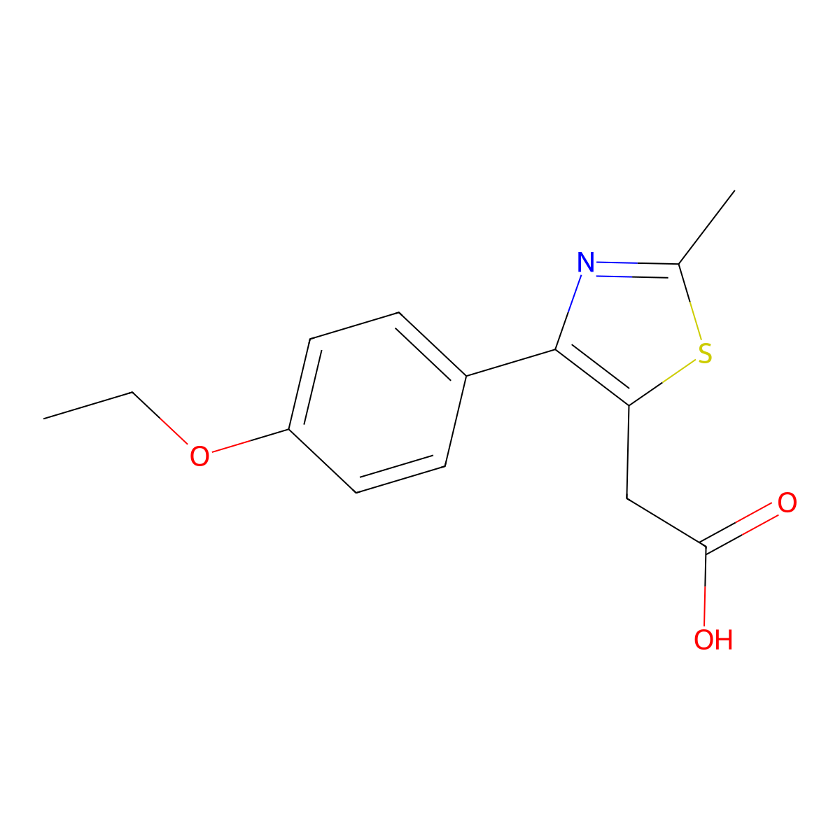 2-(4-(4-Ethoxyphenyl)-2-methylthiazol-5-yl)acetic acid molecular structure, CAS 675856-54-9