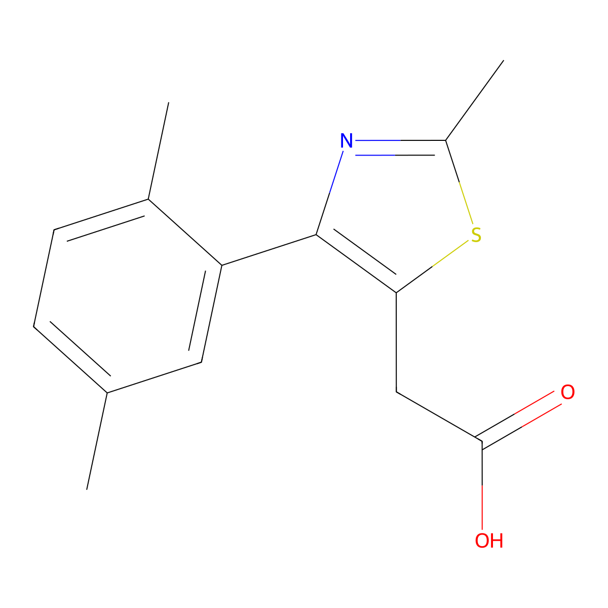 [4-(2,5-Dimethyl-phenyl)-2-methyl-thiazol-5-yl]-acetic acid molecular structure, CAS 675856-55-0