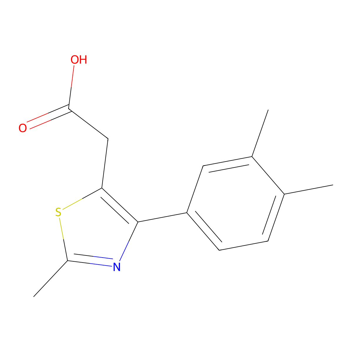 [4-(3,4-Dimethyl-phenyl)-2-methyl-thiazol-5-yl]-acetic acid molecular structure, CAS 675856-56-1