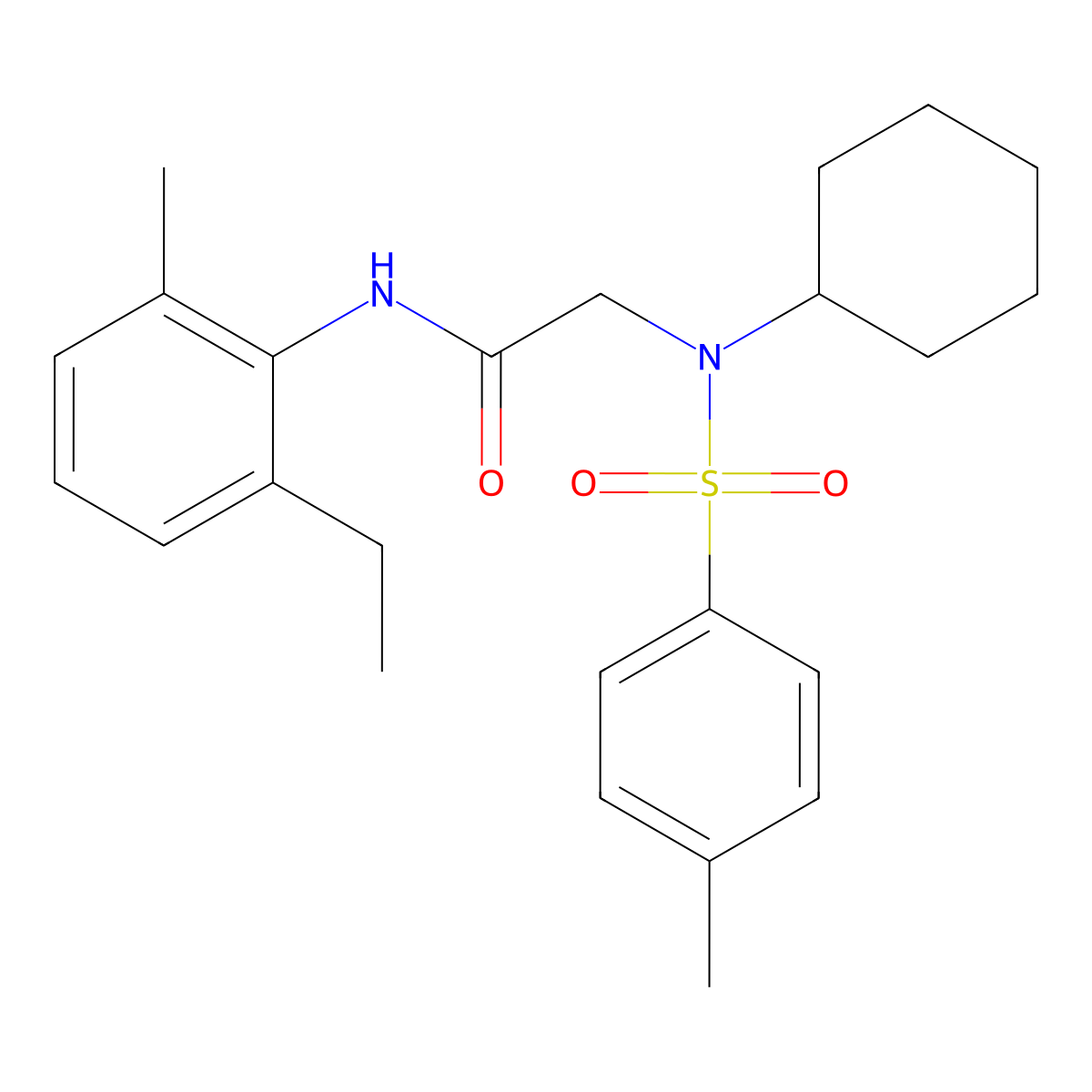 2-[cyclohexyl-(4-methylphenyl)sulfonylamino]-N-(2-ethyl-6-methylphenyl)acetamide molecular structure, CAS 675860-96-5