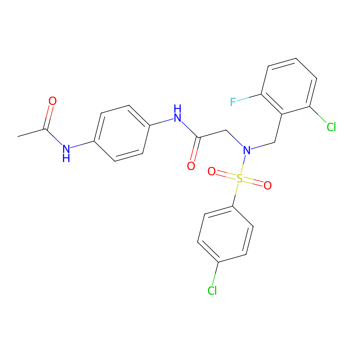 N-(4-acetamidophenyl)-2-[(2-chloro-6-fluorophenyl)methyl-(4-chlorophenyl)sulfonylamino]acetamide molecular structure, CAS 675861-08-2