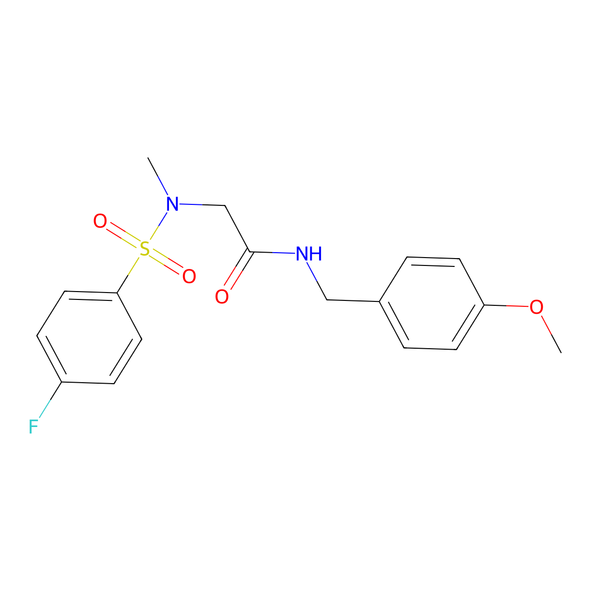 2-[(4-fluorophenyl)sulfonyl-methylamino]-N-[(4-methoxyphenyl)methyl]acetamide molecular structure, CAS 675861-36-6