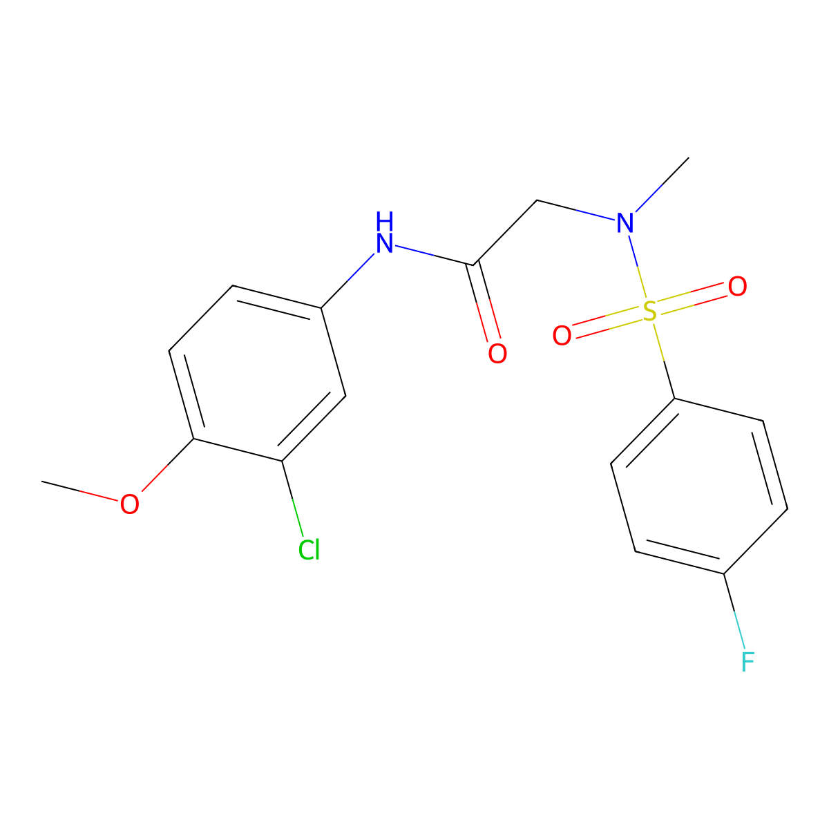 N-(3-chloro-4-methoxyphenyl)-2-[(4-fluorophenyl)sulfonyl-methylamino]acetamide molecular structure, CAS 675861-56-0