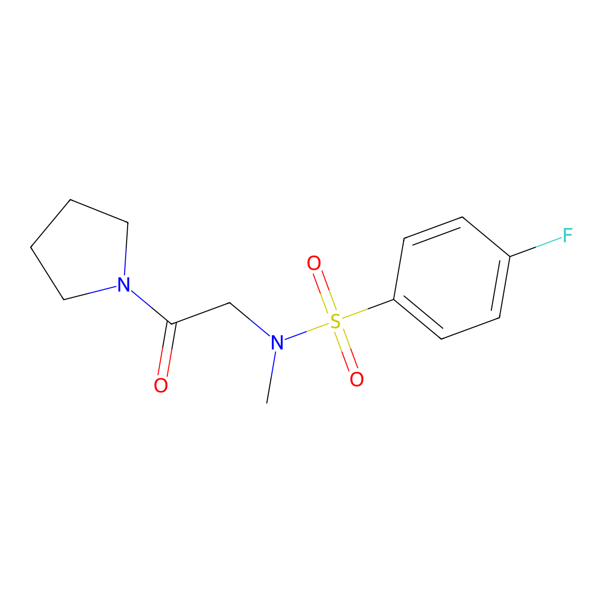 4-fluoro-N-methyl-N-(2-oxo-2-pyrrolidin-1-ylethyl)benzenesulfonamide molecular structure, CAS 675861-61-7