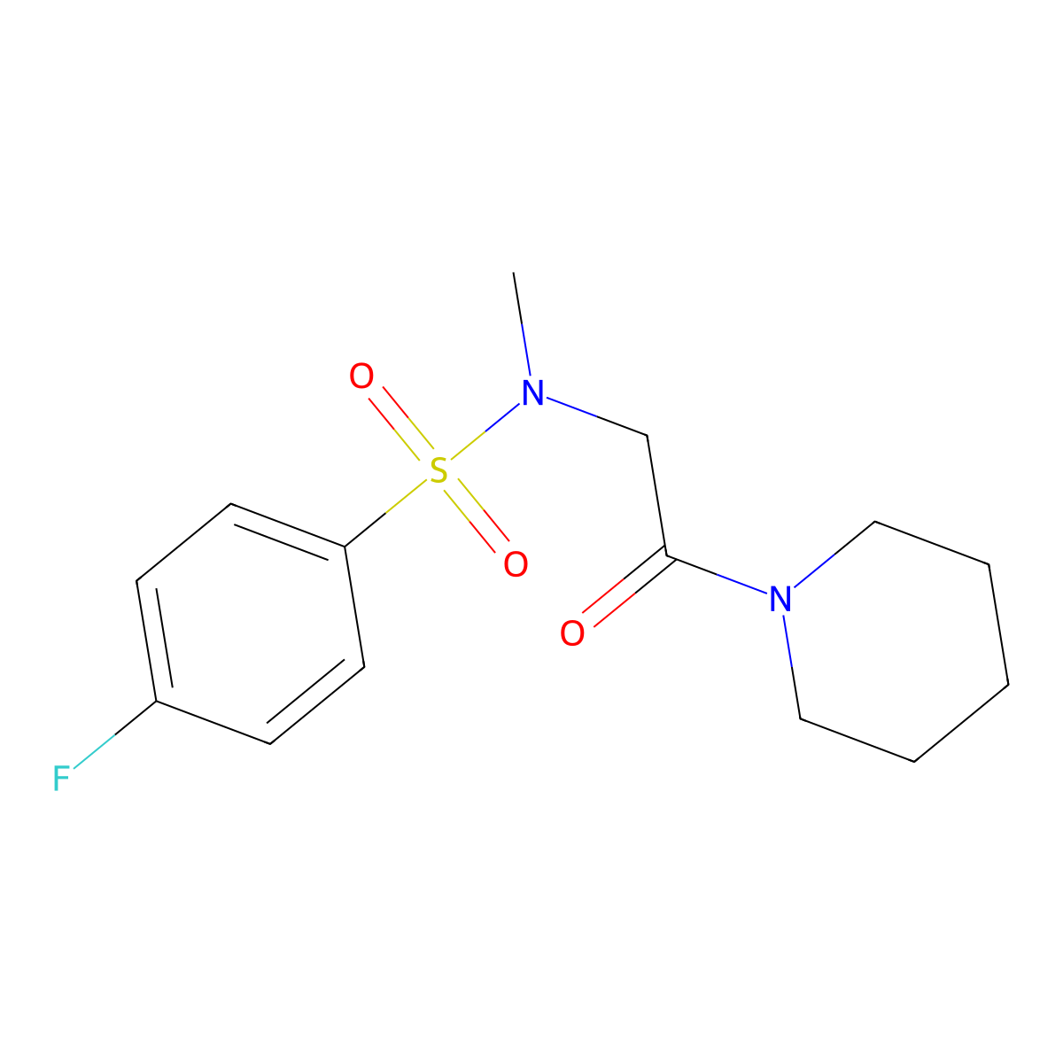4-fluoro-N-methyl-N-(2-oxo-2-piperidin-1-ylethyl)benzenesulfonamide molecular structure, CAS 675861-62-8