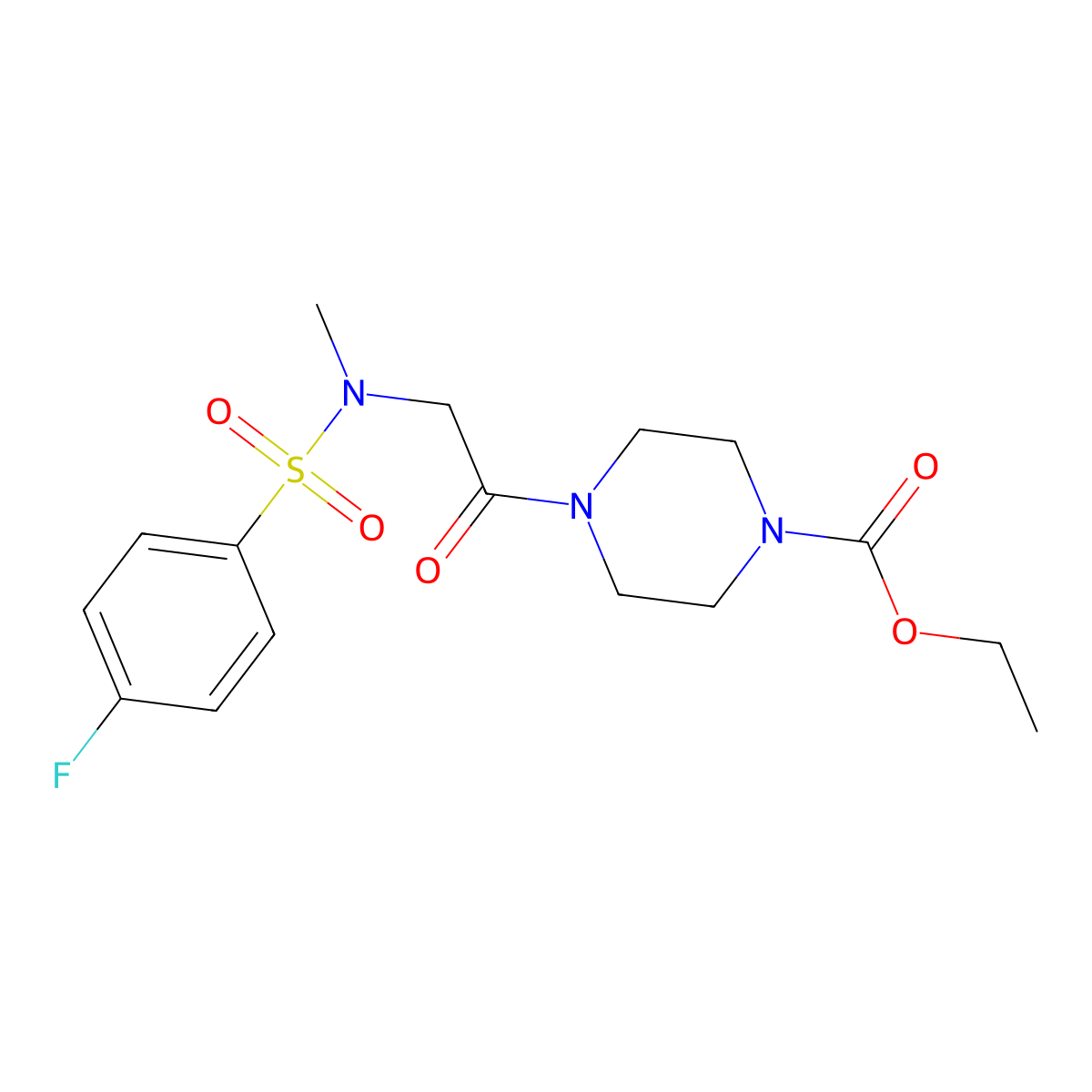 ethyl 4-{N-[(4-fluorophenyl)sulfonyl]-N-methylglycyl}piperazine-1-carboxylate molecular structure, CAS 675861-77-5