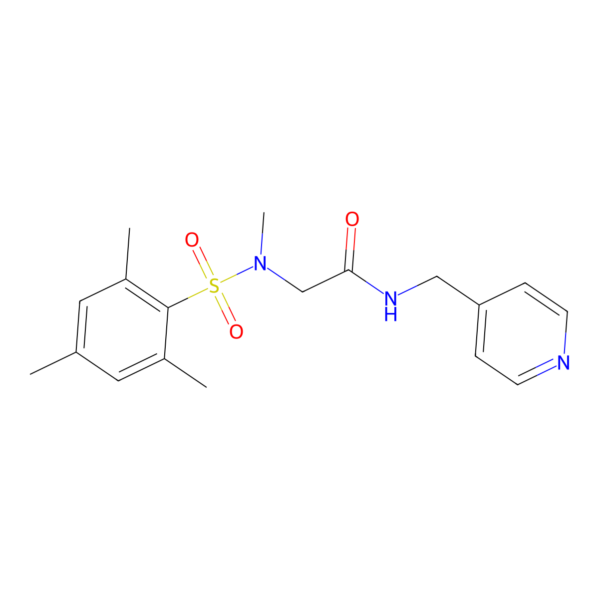 2-[methyl-(2,4,6-trimethylphenyl)sulfonylamino]-N-(pyridin-4-ylmethyl)acetamide molecular structure, CAS 675861-79-7