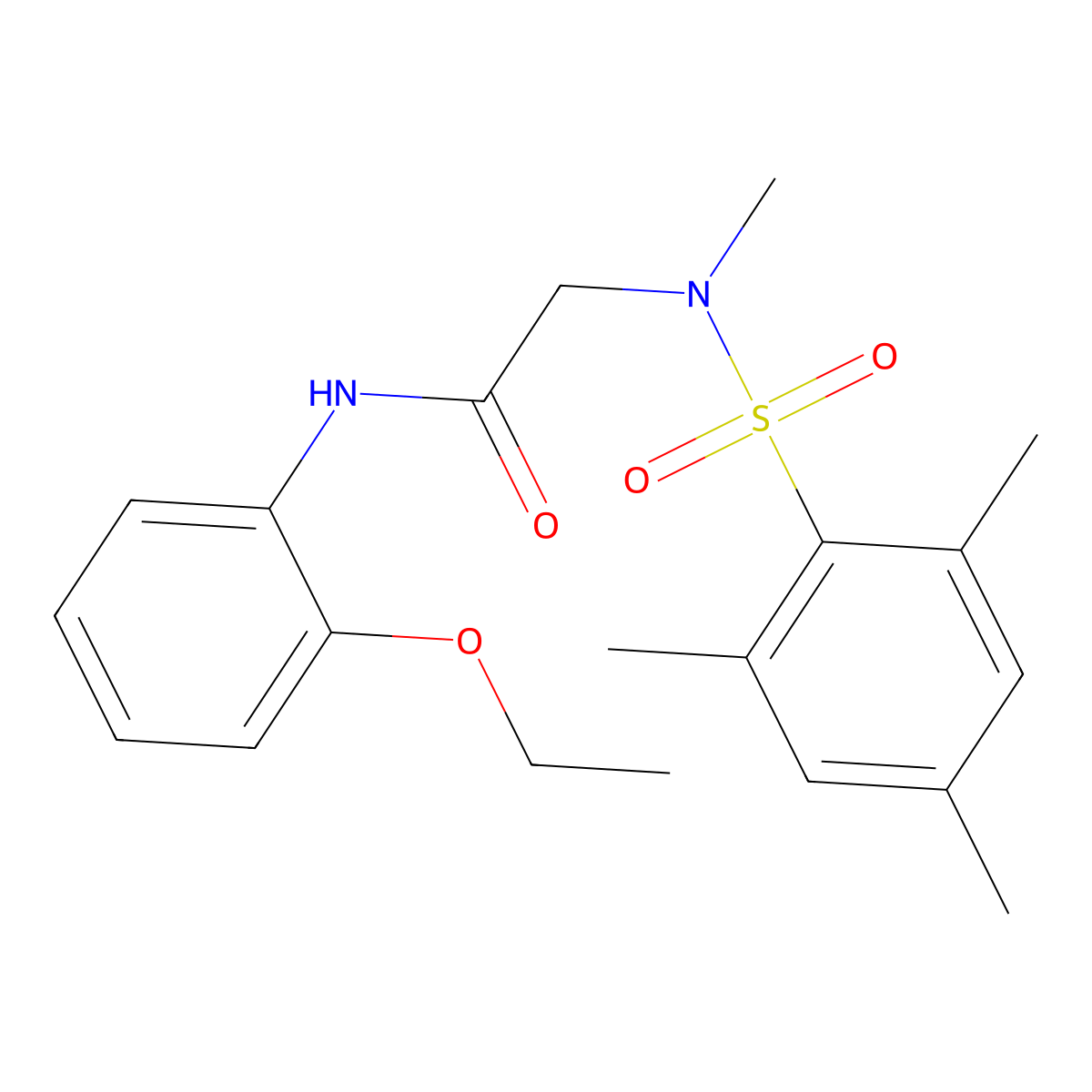 N-(2-ethoxyphenyl)-2-[methyl-(2,4,6-trimethylphenyl)sulfonylamino]acetamide molecular structure, CAS 675861-86-6