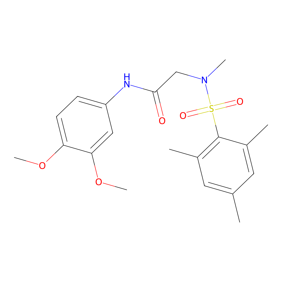 N-(3,4-dimethoxyphenyl)-2-[methyl-(2,4,6-trimethylphenyl)sulfonylamino]acetamide molecular structure, CAS 675862-20-1