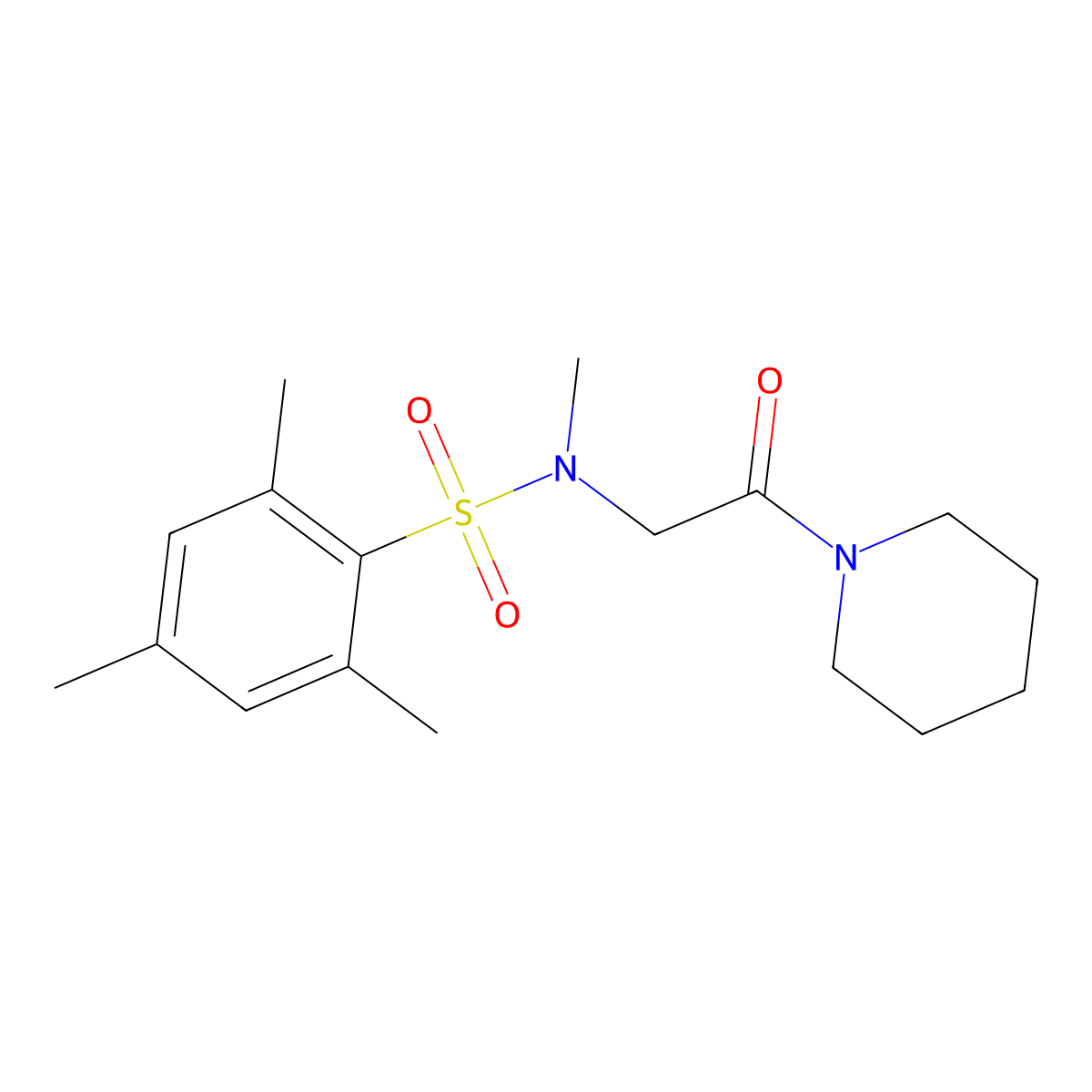 N,2,4,6-tetramethyl-N-(2-oxo-2-piperidin-1-ylethyl)benzenesulfonamide molecular structure, CAS 675862-25-6