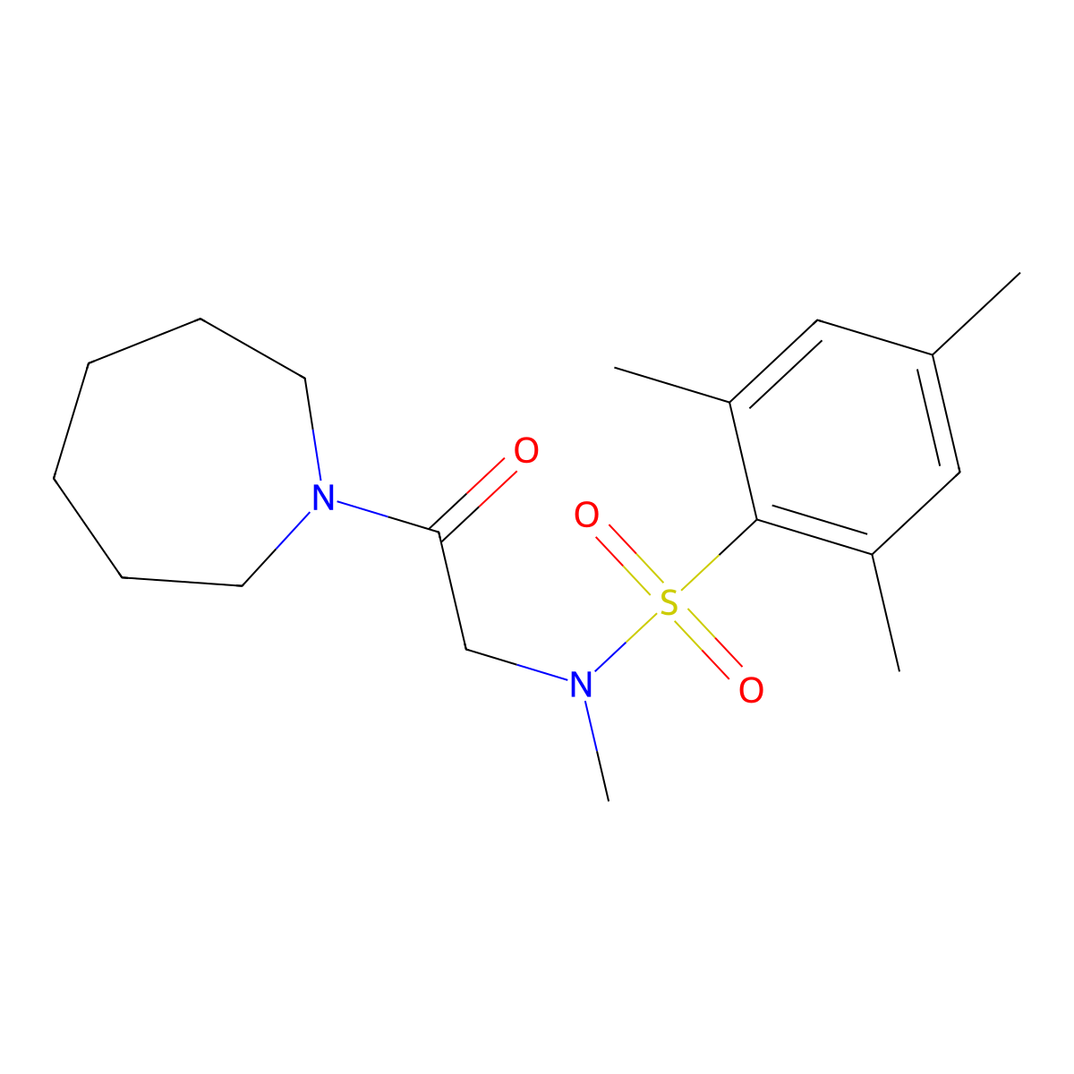 N-[2-(azepan-1-yl)-2-oxoethyl]-N,2,4,6-tetramethylbenzenesulfonamide molecular structure, CAS 675862-28-9