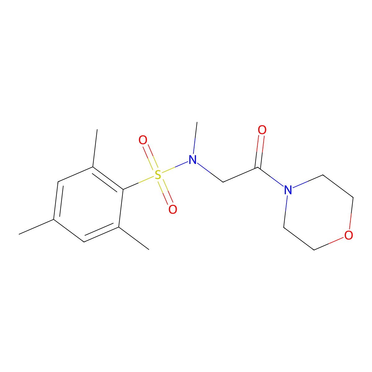 N,2,4,6-tetramethyl-N-(2-morpholin-4-yl-2-oxoethyl)benzenesulfonamide molecular structure, CAS 675862-29-0