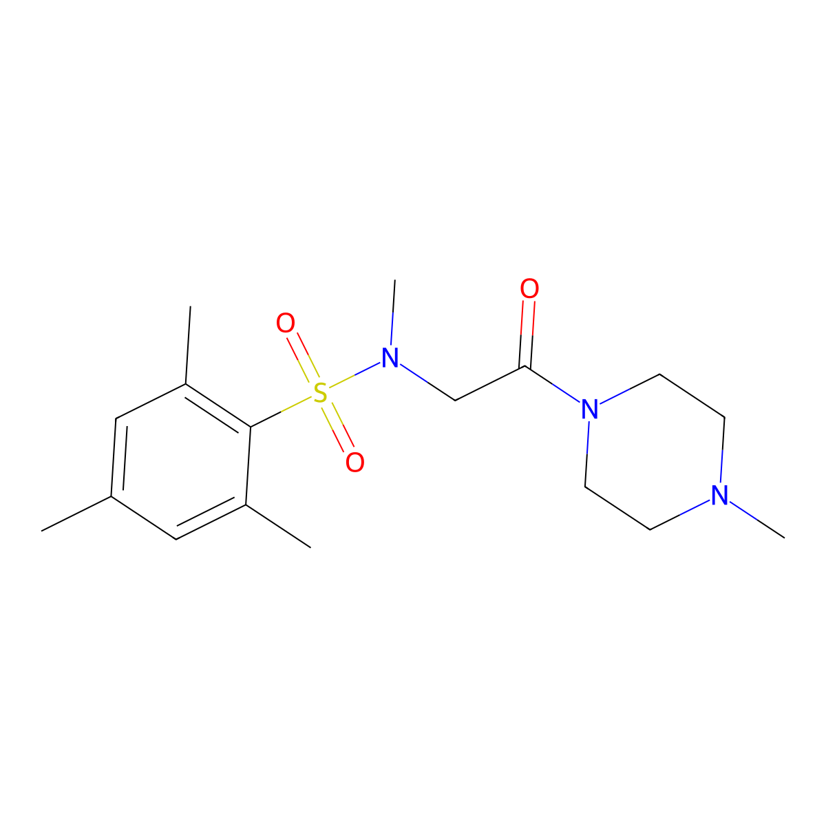 N,2,4,6-tetramethyl-N-[2-(4-methylpiperazin-1-yl)-2-oxoethyl]benzenesulfonamide molecular structure, CAS 675862-30-3