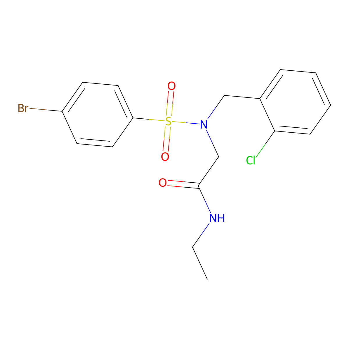 2-[[(4-bromophenyl)sulfonyl](2-chlorobenzyl)amino]-N-ethylacetamide molecular structure, CAS 675862-46-1