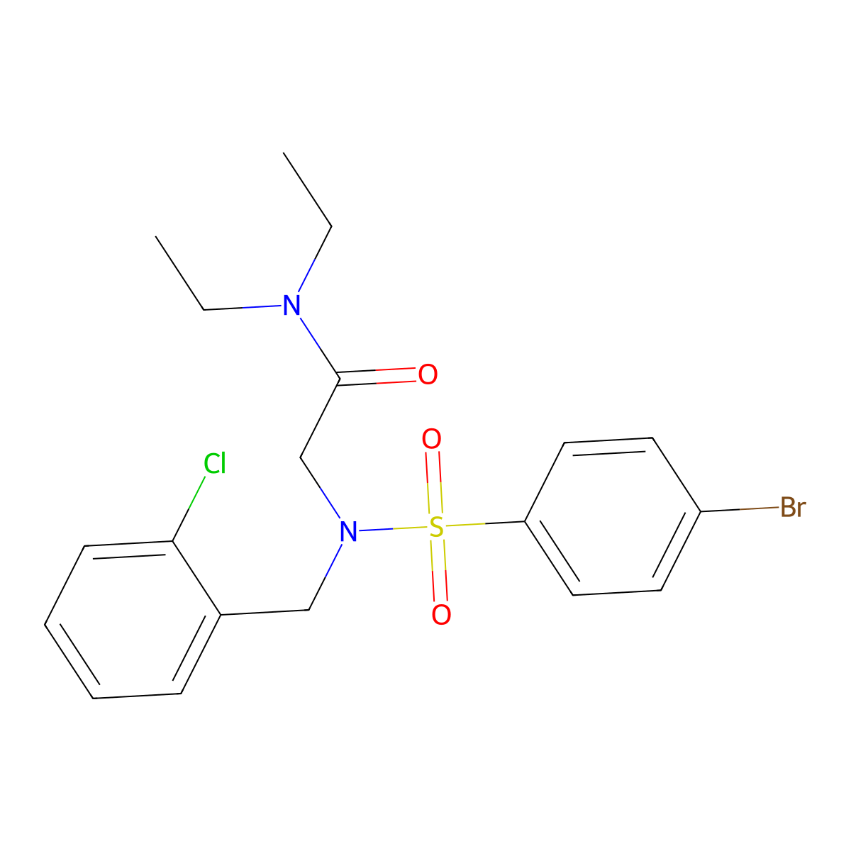 2-[[(4-bromophenyl)sulfonyl](2-chlorobenzyl)amino]-N,N-diethylacetamide molecular structure, CAS 675862-50-7
