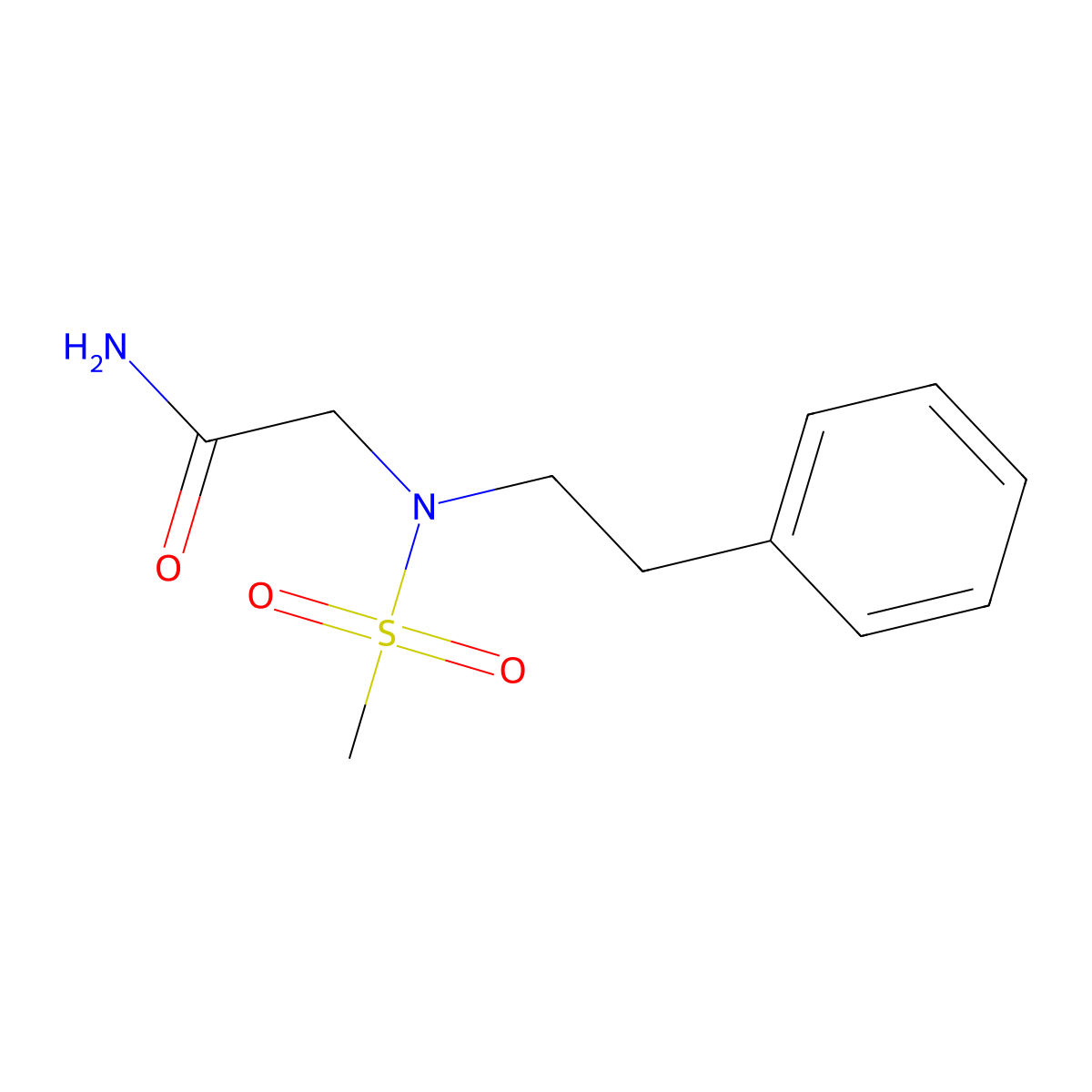 N~2~-(methylsulfonyl)-N~2~-(2-phenylethyl)glycinamide molecular structure, CAS 675862-54-1