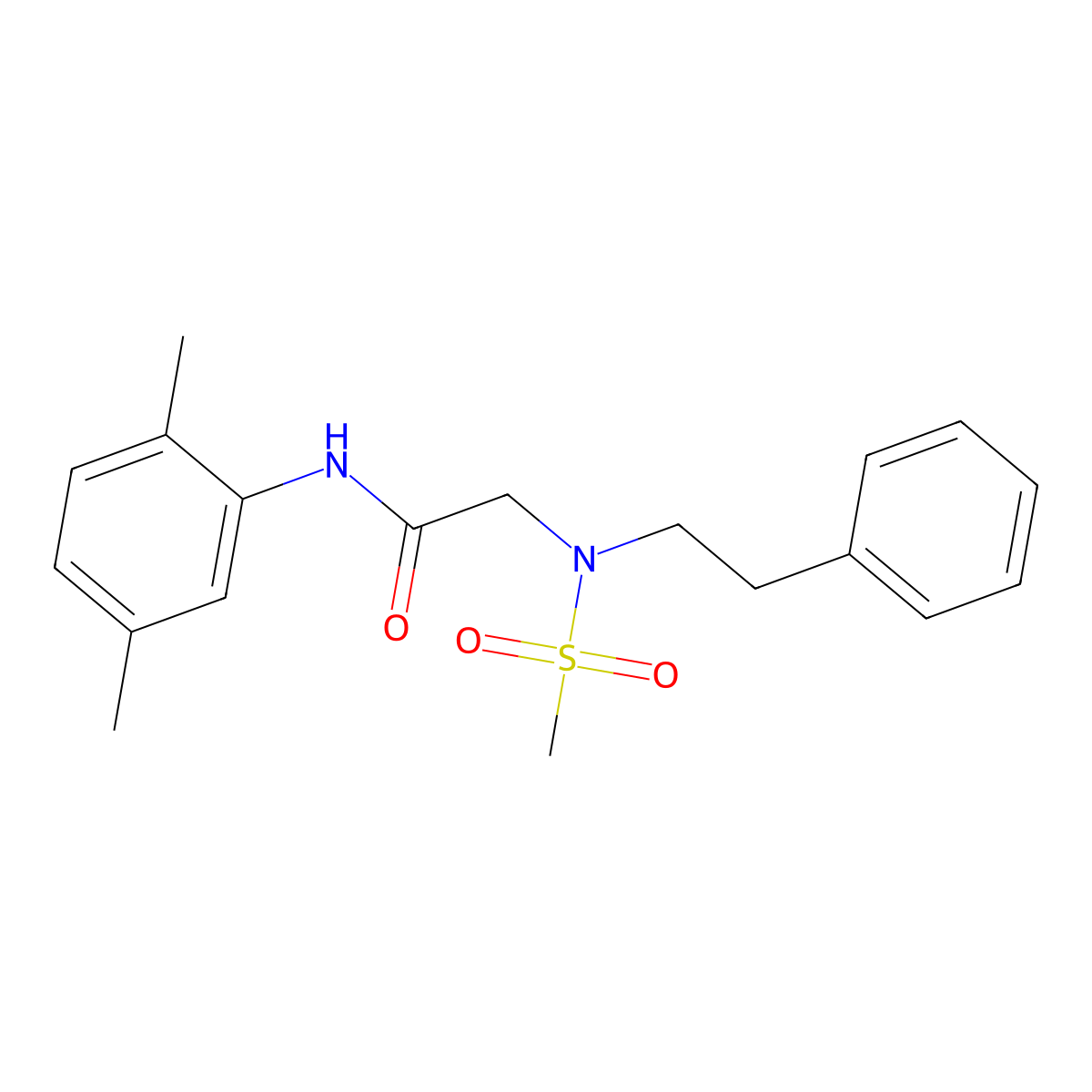 N-(2,5-dimethylphenyl)-2-[(methylsulfonyl)(2-phenylethyl)amino]acetamide molecular structure, CAS 675862-64-3