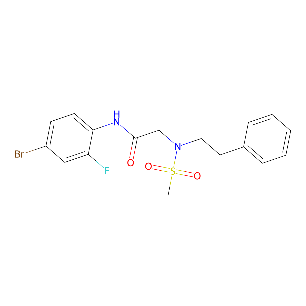 N-(4-bromo-2-fluorophenyl)-2-[(methylsulfonyl)(2-phenylethyl)amino]acetamide molecular structure, CAS 675862-68-7