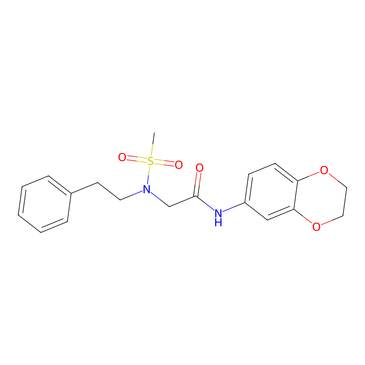 N-(2,3-dihydro-1,4-benzodioxin-6-yl)-2-[(methylsulfonyl)(2-phenylethyl)amino]acetamide molecular structure, CAS 675862-73-4