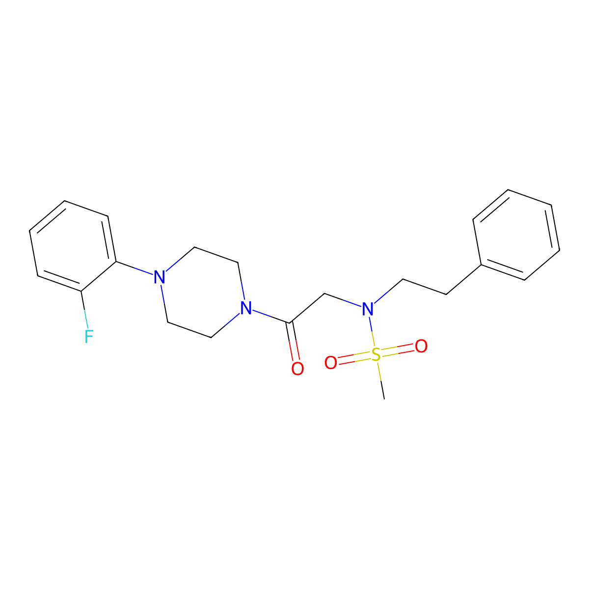 N-{2-[4-(2-Fluoro-phenyl)-piperazin-1-yl]-2-oxo-ethyl}-N-phenethyl-methanesulfonamide molecular structure, CAS 675862-89-2