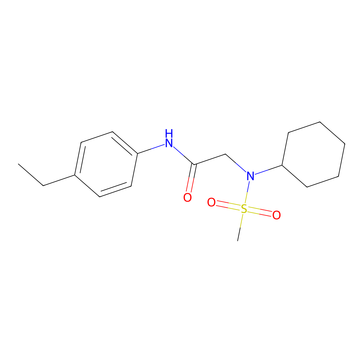 2-[cyclohexyl(methylsulfonyl)amino]-N-(4-ethylphenyl)acetamide molecular structure, CAS 675863-32-8
