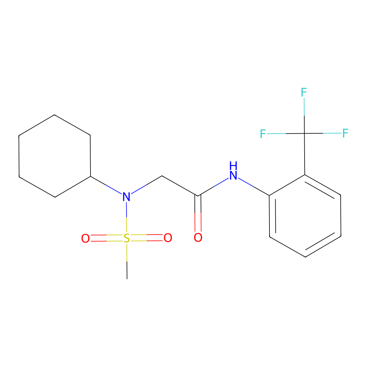 2-[cyclohexyl(methylsulfonyl)amino]-N-[2-(trifluoromethyl)phenyl]acetamide molecular structure, CAS 675863-46-4