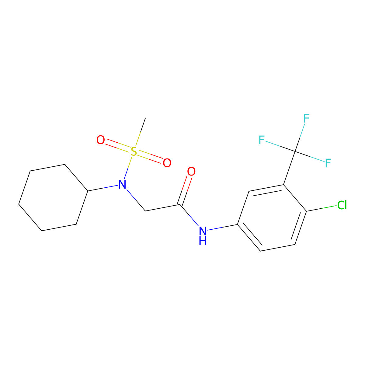 N-[4-chloro-3-(trifluoromethyl)phenyl]-2-[cyclohexyl(methylsulfonyl)amino]acetamide molecular structure, CAS 675863-48-6