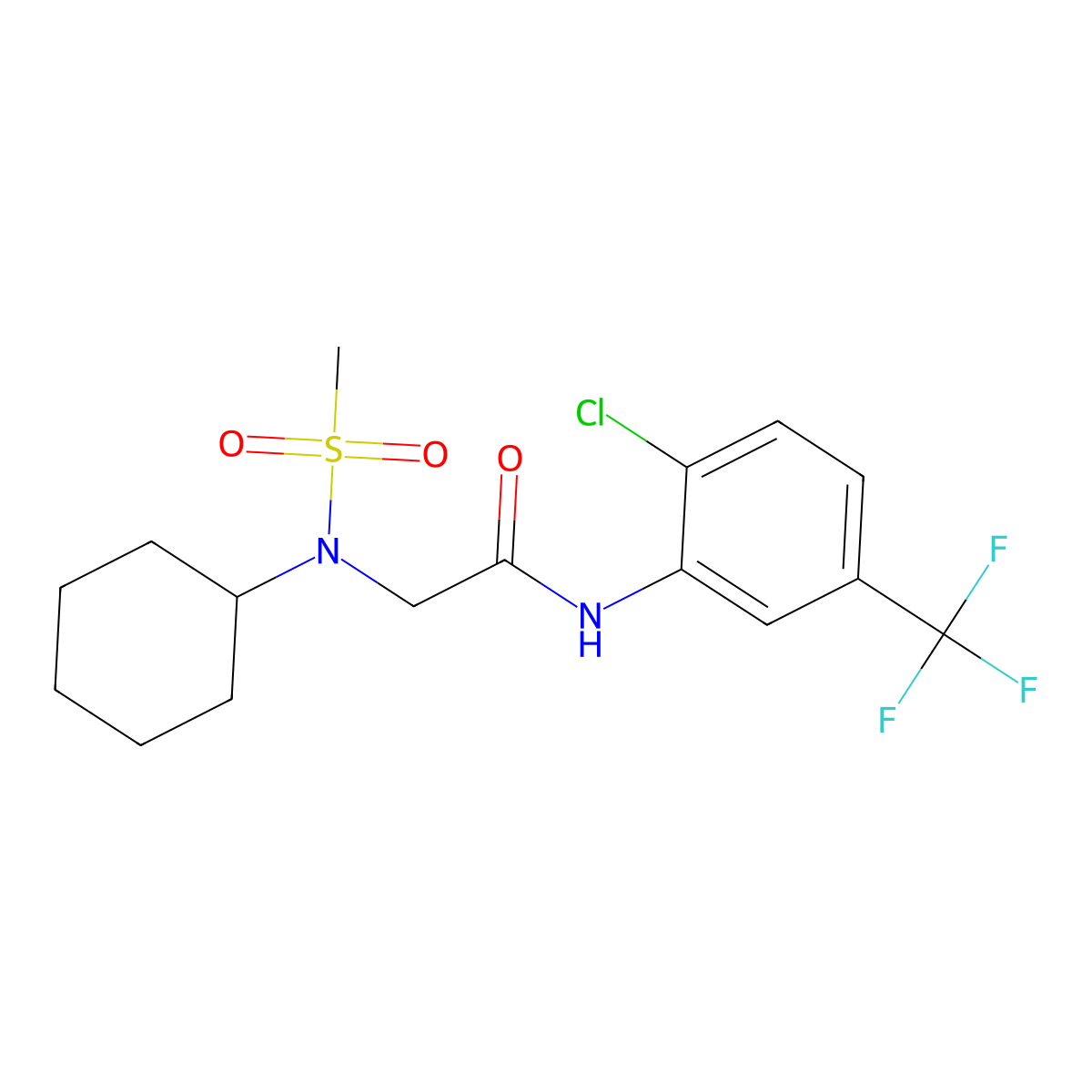 N-[2-chloro-5-(trifluoromethyl)phenyl]-2-[cyclohexyl(methylsulfonyl)amino]acetamide molecular structure, CAS 675863-49-7
