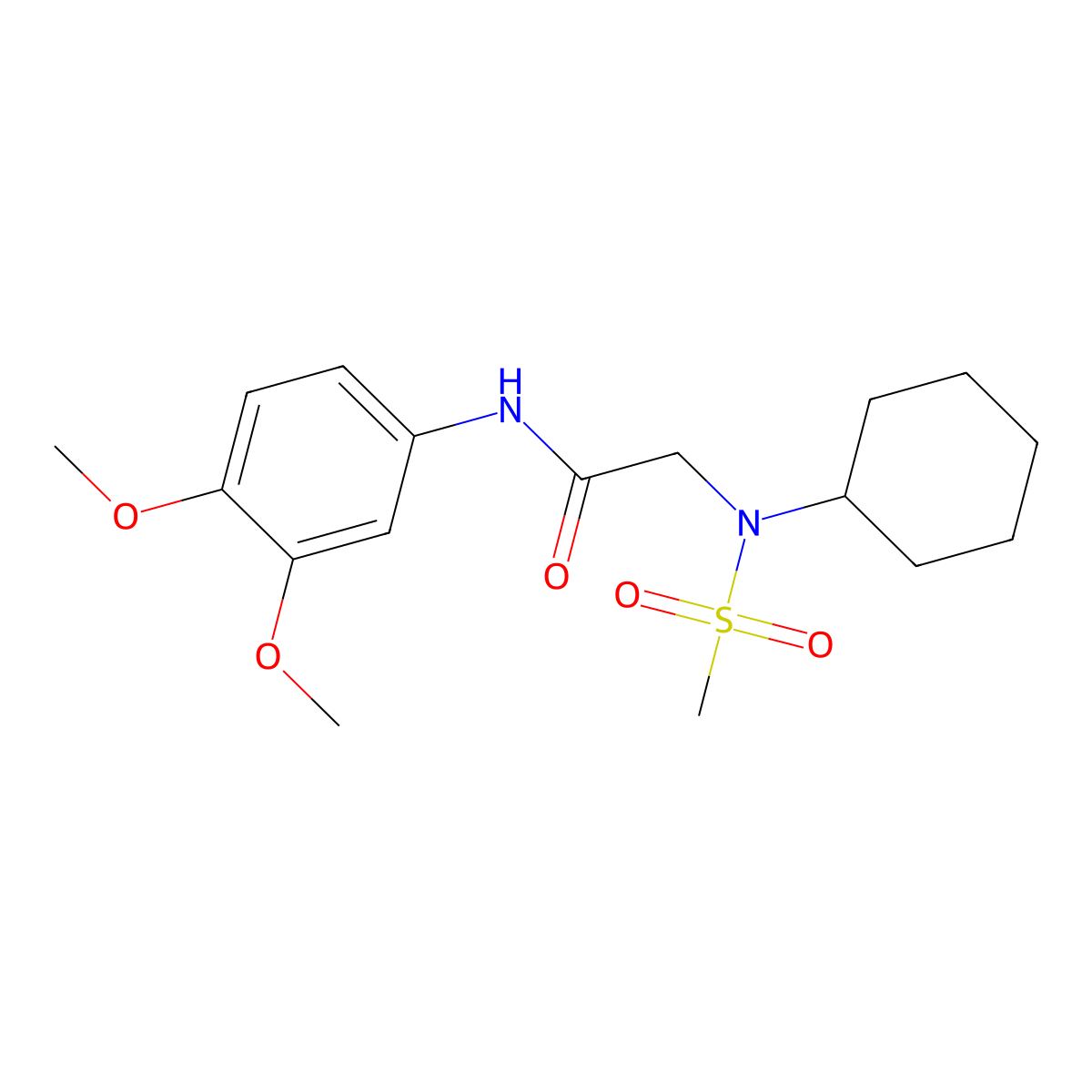 2-[cyclohexyl(methylsulfonyl)amino]-N-(3,4-dimethoxyphenyl)acetamide molecular structure, CAS 675863-55-5