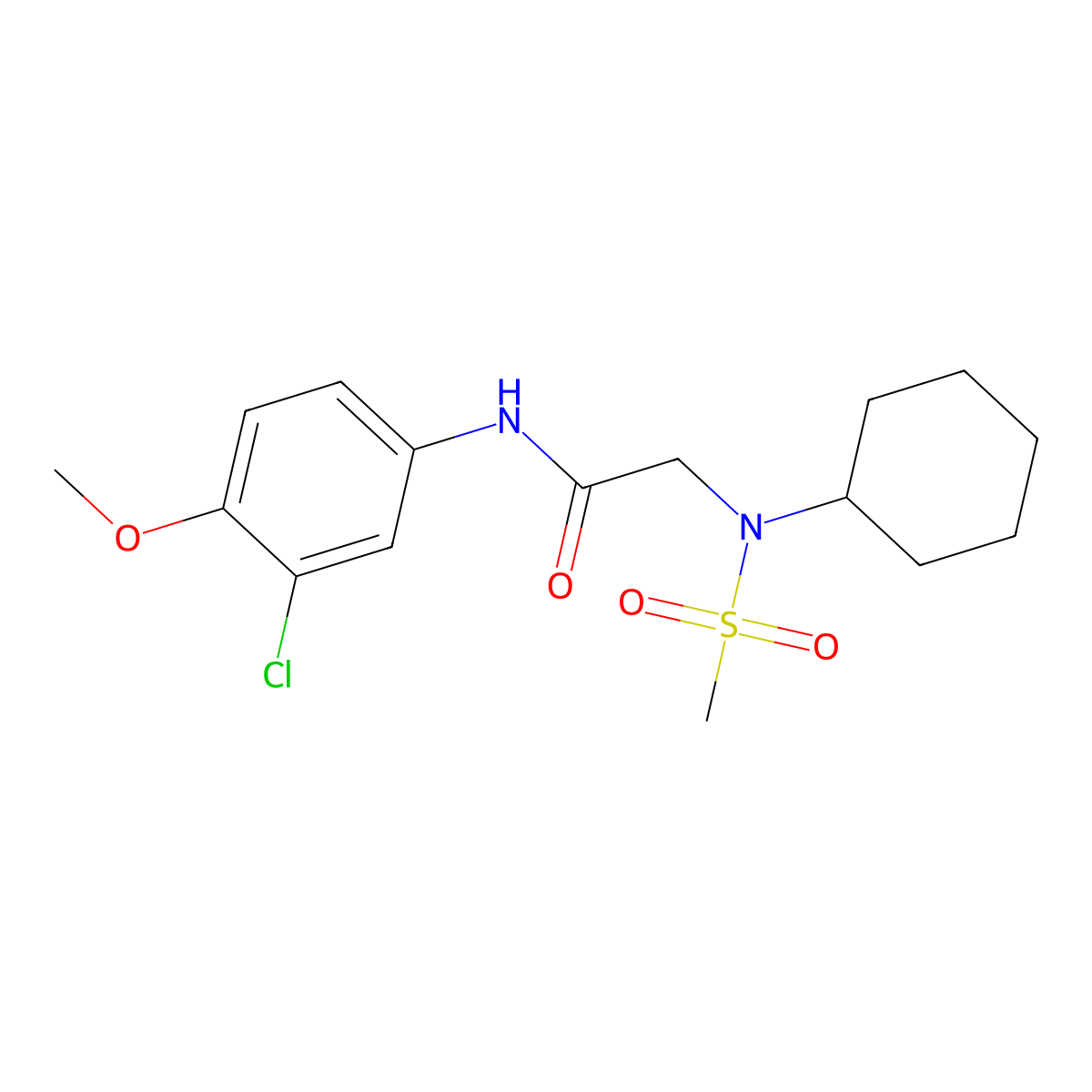N-(3-chloro-4-methoxyphenyl)-2-[cyclohexyl(methylsulfonyl)amino]acetamide molecular structure, CAS 675863-58-8