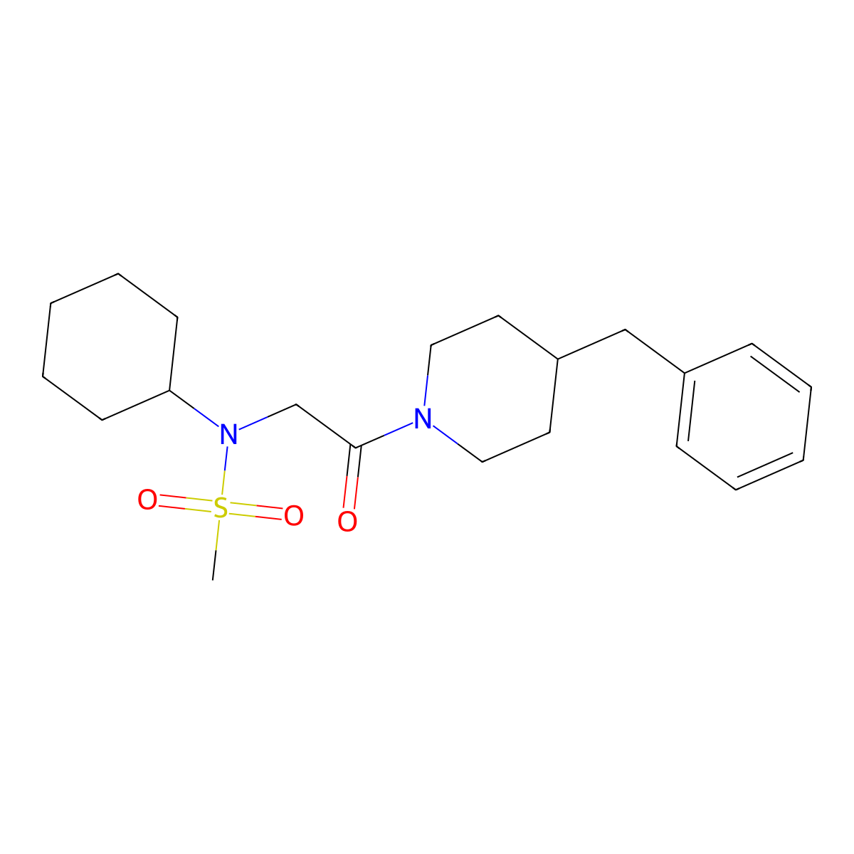 N-[2-(4-benzylpiperidin-1-yl)-2-oxoethyl]-N-cyclohexylmethanesulfonamide molecular structure, CAS 675863-68-0
