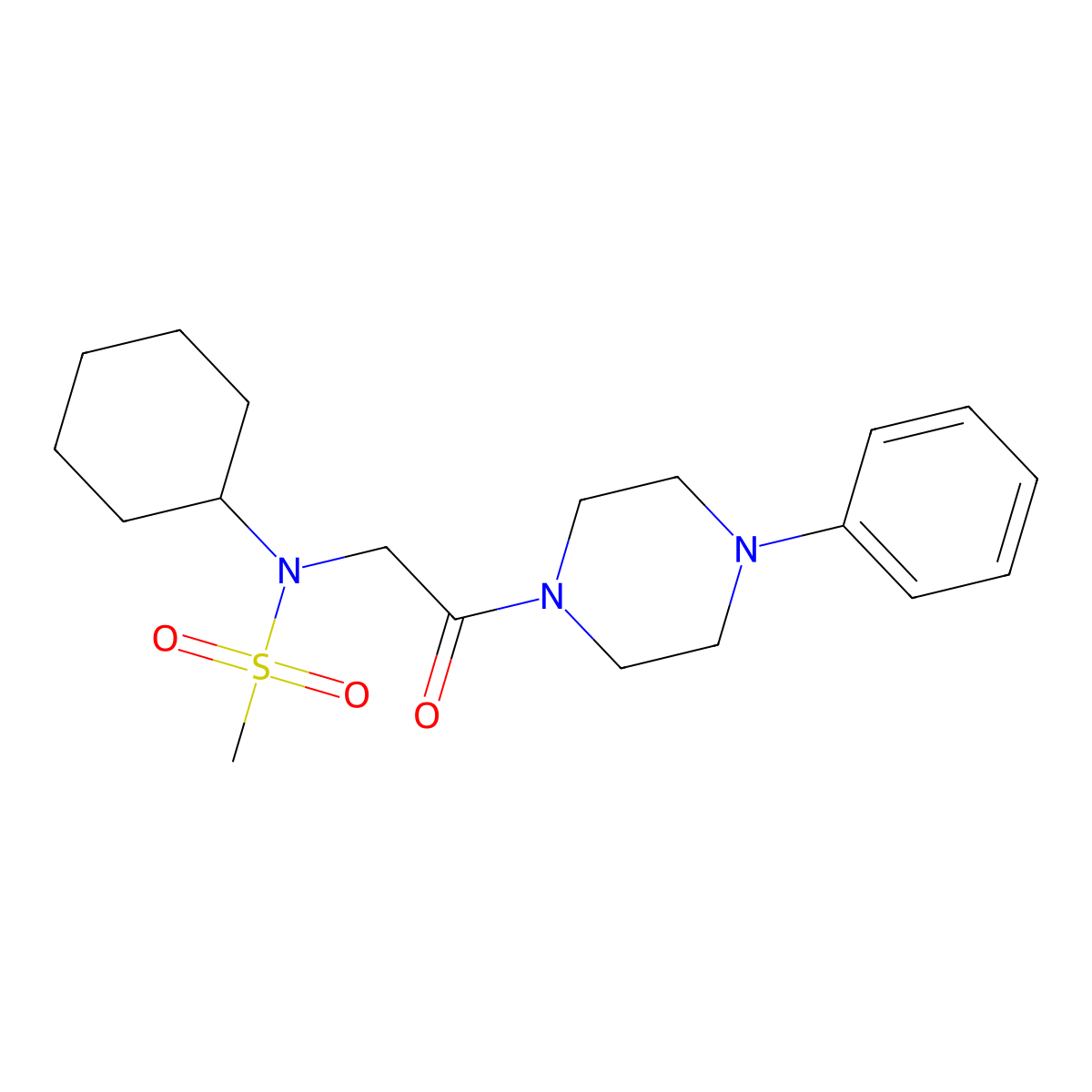 N-cyclohexyl-N-[2-oxo-2-(4-phenylpiperazin-1-yl)ethyl]methanesulfonamide molecular structure, CAS 675863-72-6