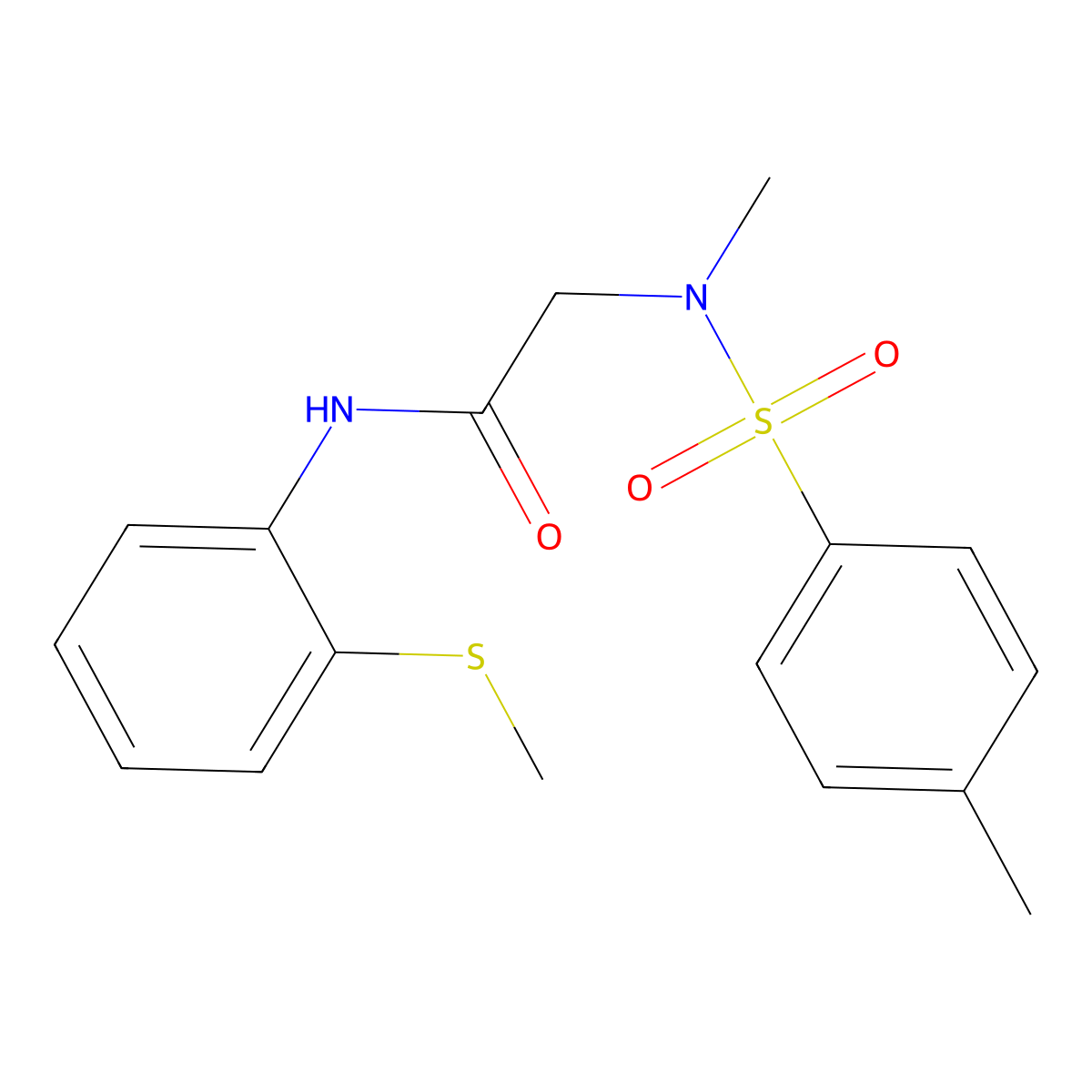 2-[methyl-(4-methylphenyl)sulfonylamino]-N-(2-methylsulfanylphenyl)acetamide molecular structure, CAS 675864-19-4