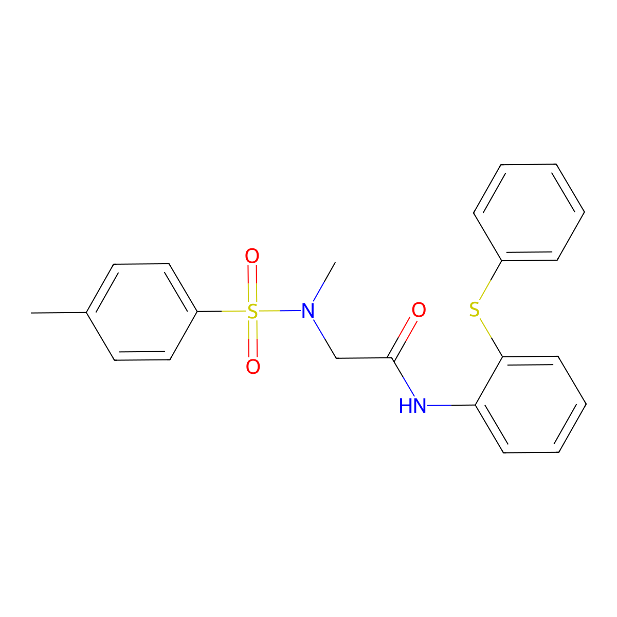 2-[methyl-(4-methylphenyl)sulfonylamino]-N-(2-phenylsulfanylphenyl)acetamide molecular structure, CAS 675864-20-7