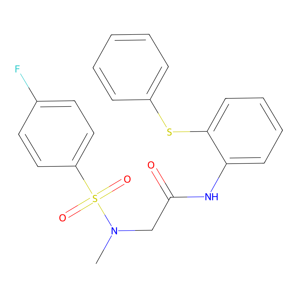 2-[(4-fluorophenyl)sulfonyl-methylamino]-N-(2-phenylsulfanylphenyl)acetamide molecular structure, CAS 675864-56-9