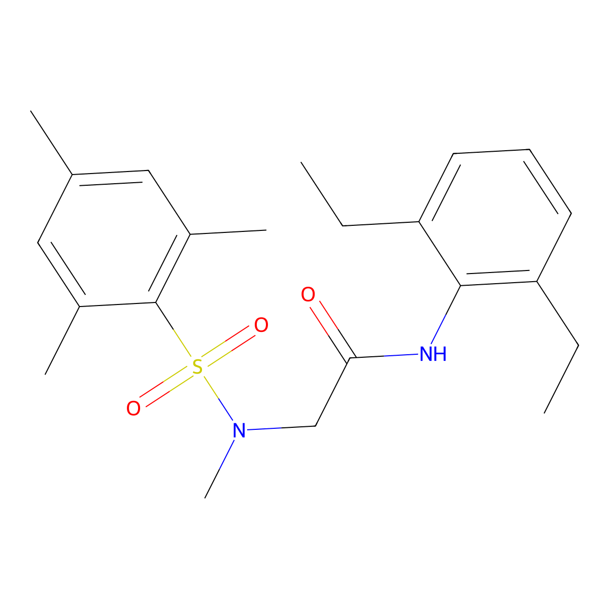 N-(2,6-diethylphenyl)-2-[methyl-(2,4,6-trimethylphenyl)sulfonylamino]acetamide molecular structure, CAS 675864-62-7