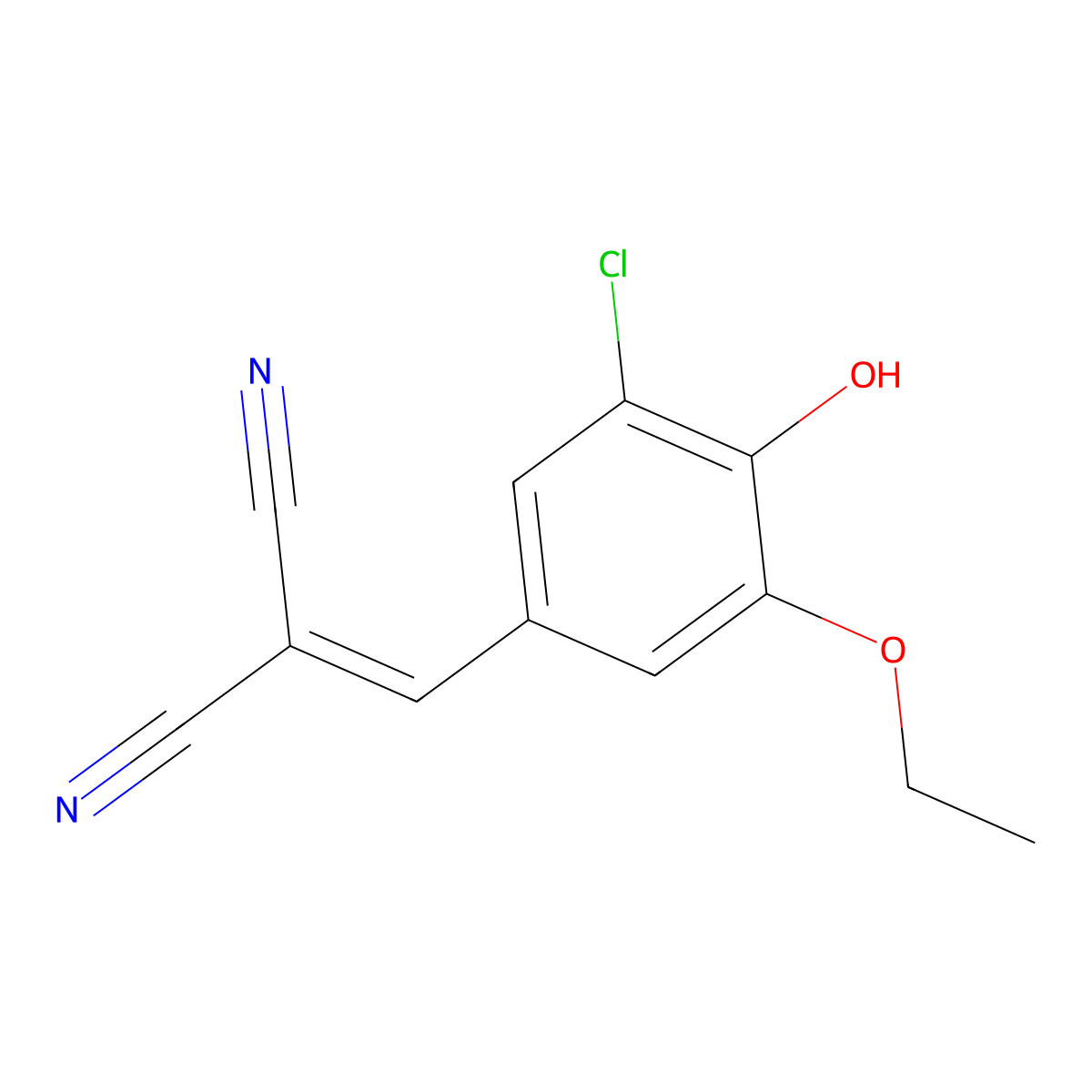 (3-Chloro-5-ethoxy-4-hydroxybenzylidene)propanedinitrile molecular structure, CAS 675869-29-1