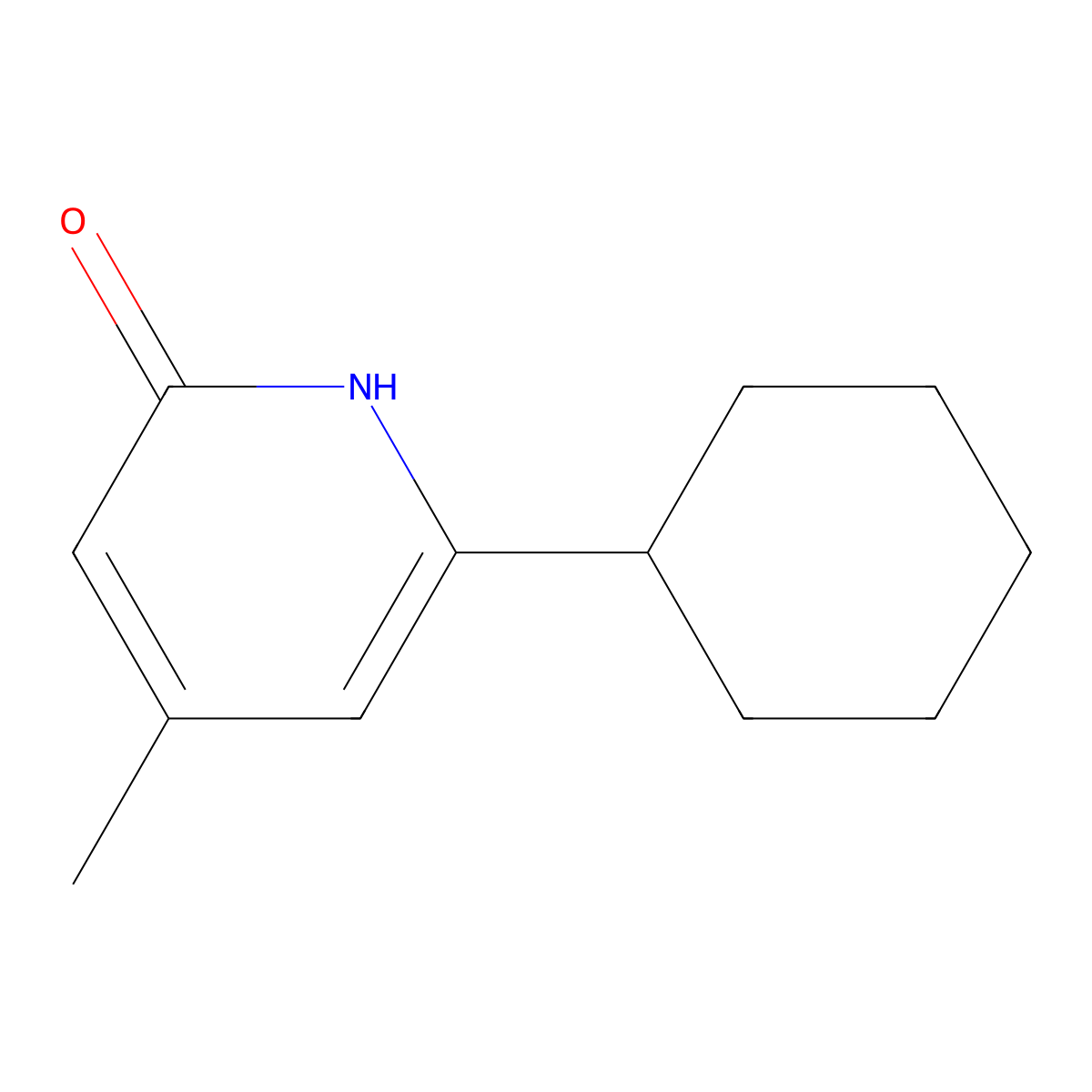 6-Cyclohexyl-4-methyl-2(1H)-pyridone molecular structure, CAS 67587-24-0
