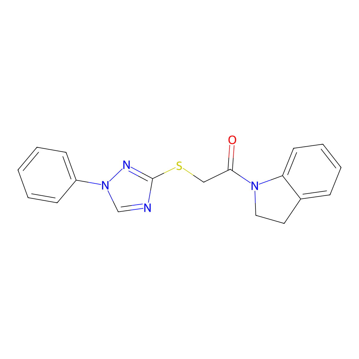 1-{[(1-phenyl-1H-1,2,4-triazol-3-yl)thio]acetyl}indoline molecular structure, CAS 675870-02-7