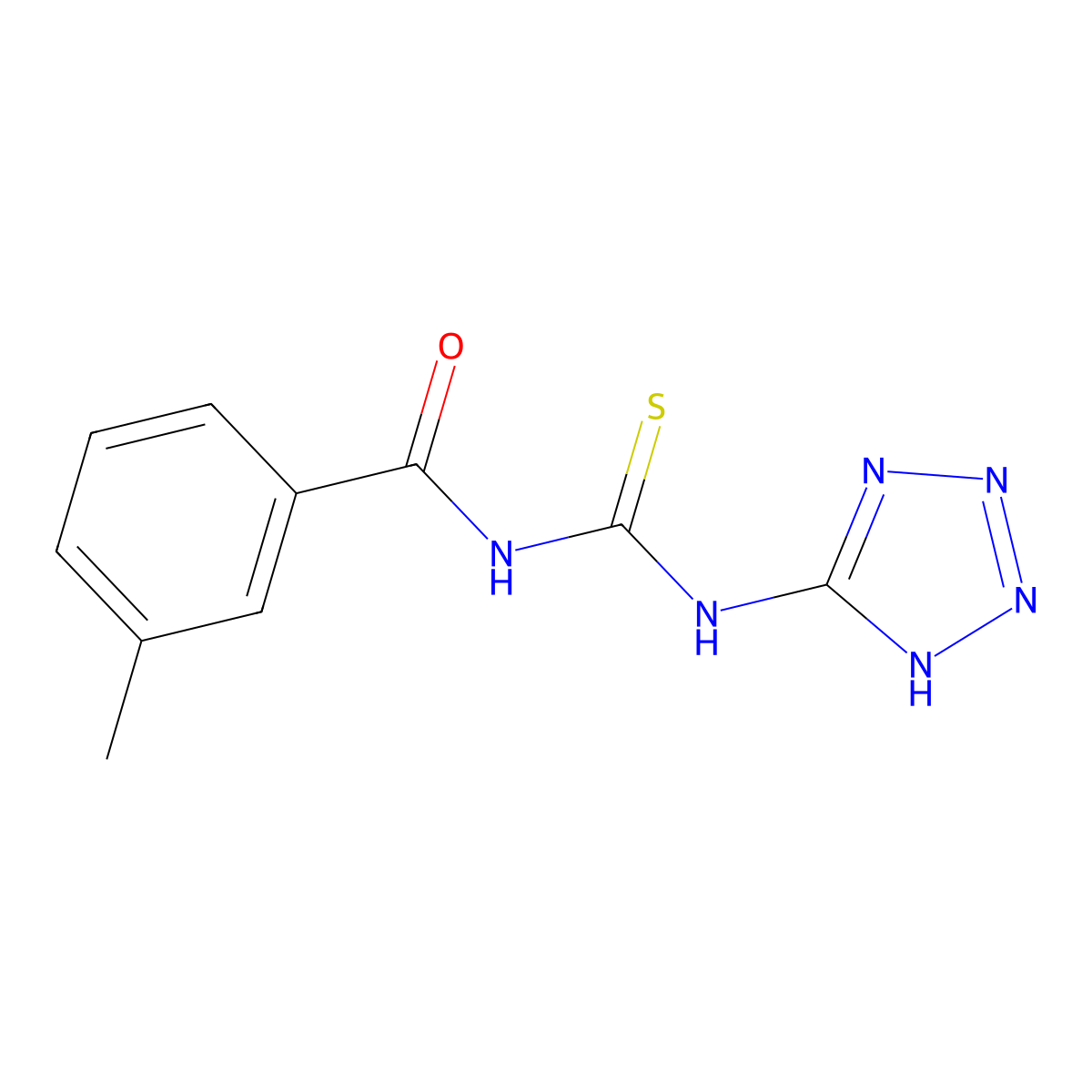 3-methyl-N-(1H-tetrazol-5-ylcarbamothioyl)benzamide molecular structure, CAS 675879-97-7