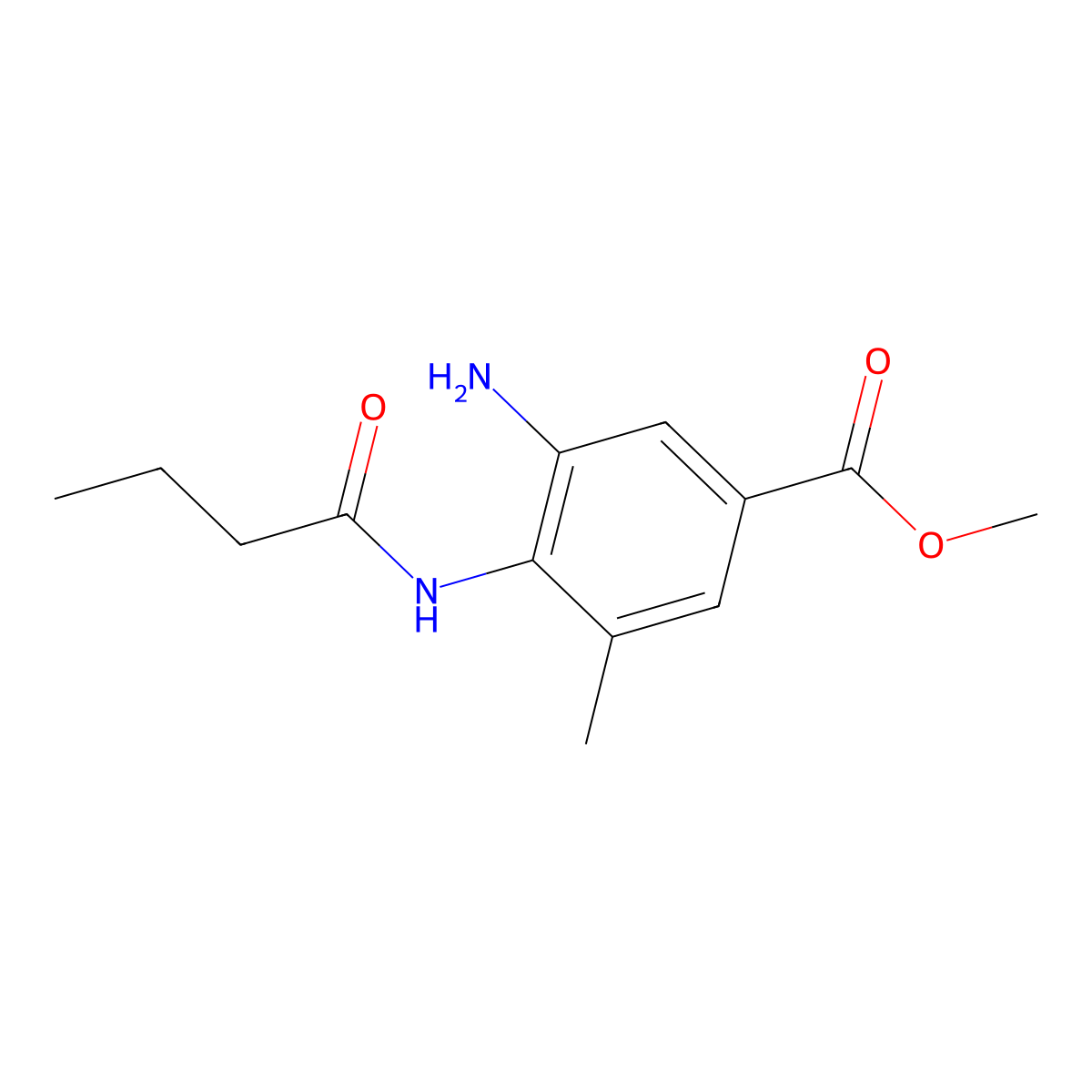 Methyl 3-amino-4-butanamido-5-methylbenzoate molecular structure, CAS 675882-71-0