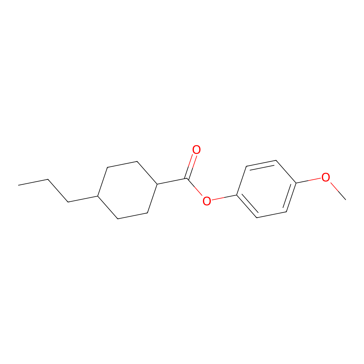 4-Methoxyphenyl 4-propylcyclohexanecarboxylate molecular structure, CAS 67589-38-2
