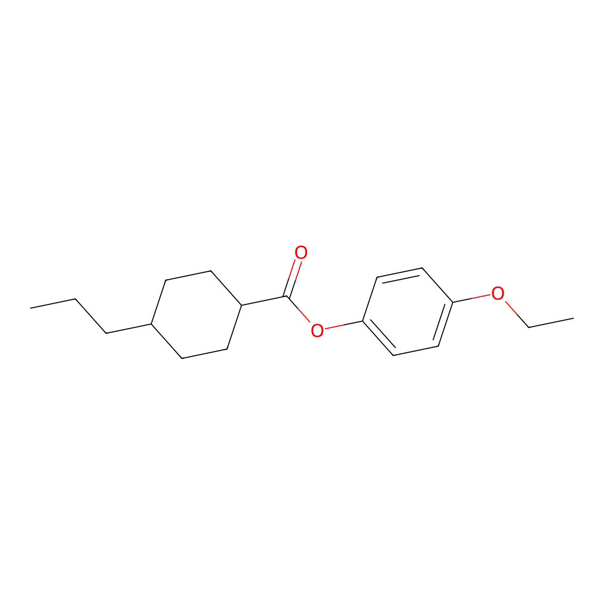4-Ethoxyphenyl trans-4-propylcyclohexanecarboxylate molecular structure, CAS 67589-39-3