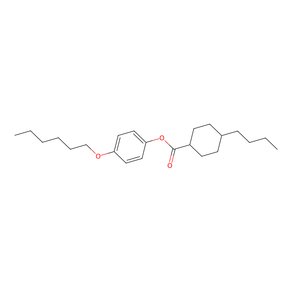 4-(Hexyloxy)phenyl 4-butylcyclohexanecarboxylate molecular structure, CAS 67589-50-8