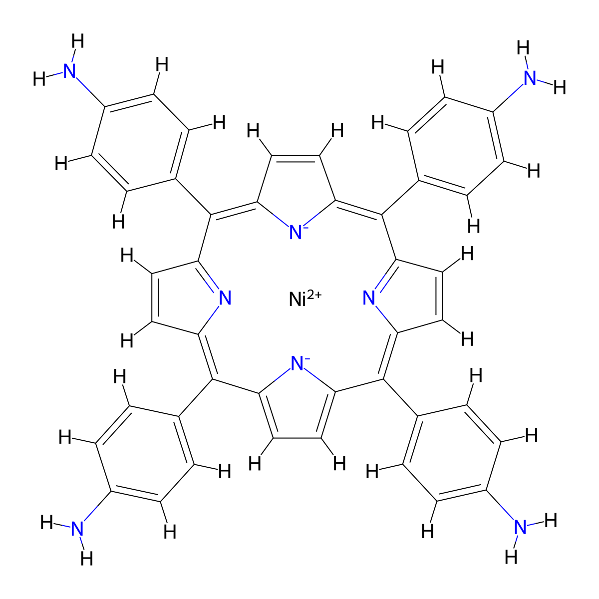 [Tetrakis(p-aminophenyl)porphyrinato(2-)]nickel molecular structure, CAS 67595-99-7