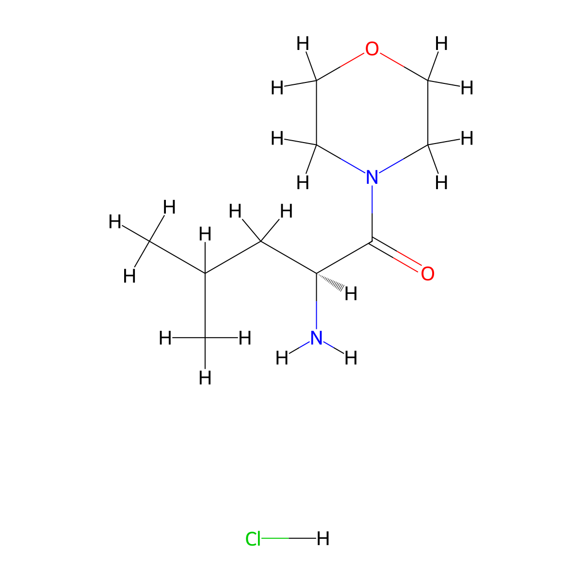 (2S)-2-amino-4-methyl-1-(morpholin-4-yl)pentan-1-one hydrochloride molecular structure, CAS 67597-67-5