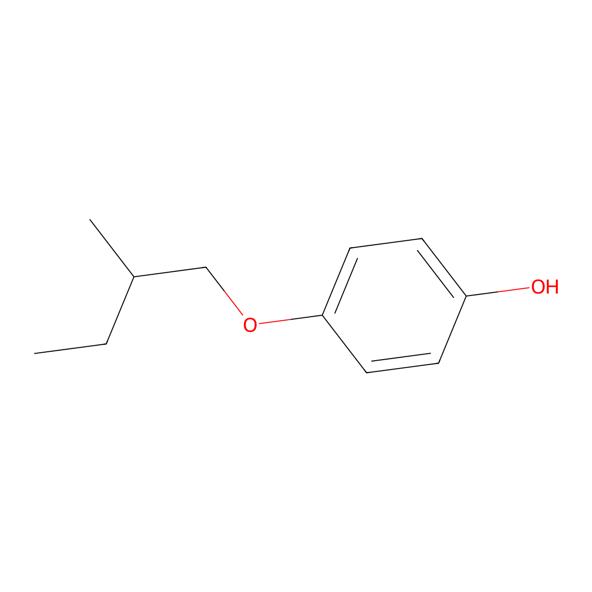 Phenol, 4-(2-methylbutoxy)- molecular structure, CAS 67599-20-6